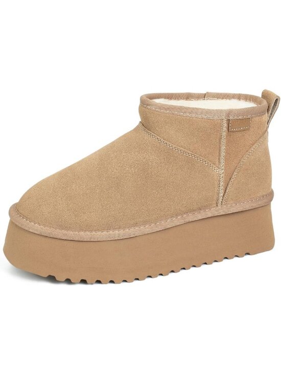 Shoes - Cozy Mini Platform Ankle Boots for Women, Suede Winter Booties with Anti-Slip